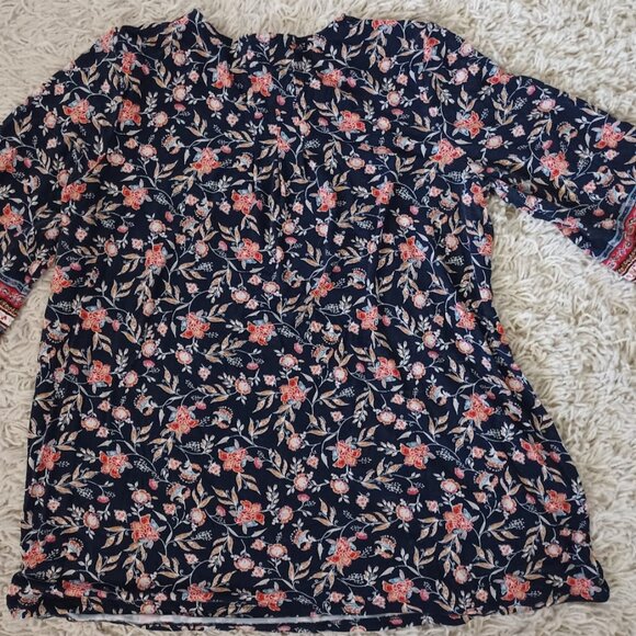 J Jill L Wearever Collection Floral Jersey Tunic Top M - Picture 4 of 5